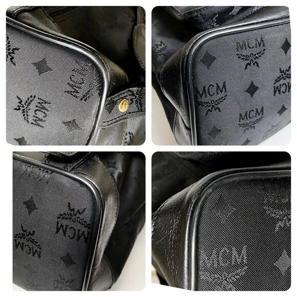 MCM Nylon Leather Backpack Black 💼 Y0130 - Picture 12 of 16